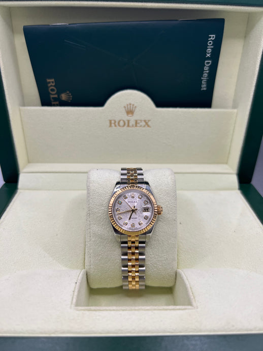 26mm Rolex LADY-DATEJUST Model 179173 in 18ct-Gold & Steel with diamond dial