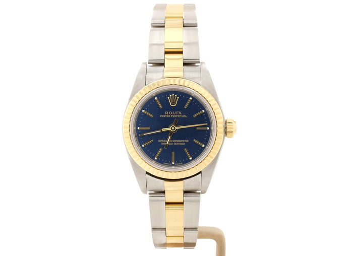 24mm Rolex LADY OYSTER PERPETUAL Model 76193 with Dark Blue Dial