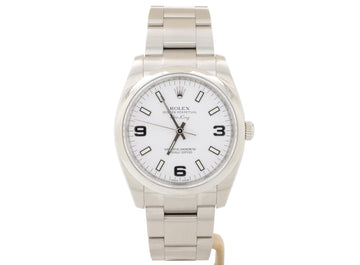 34mm 2011 Rolex AIR-KING Model 114200 with Unusual Black Arabic Numerals on White Dial SOLD