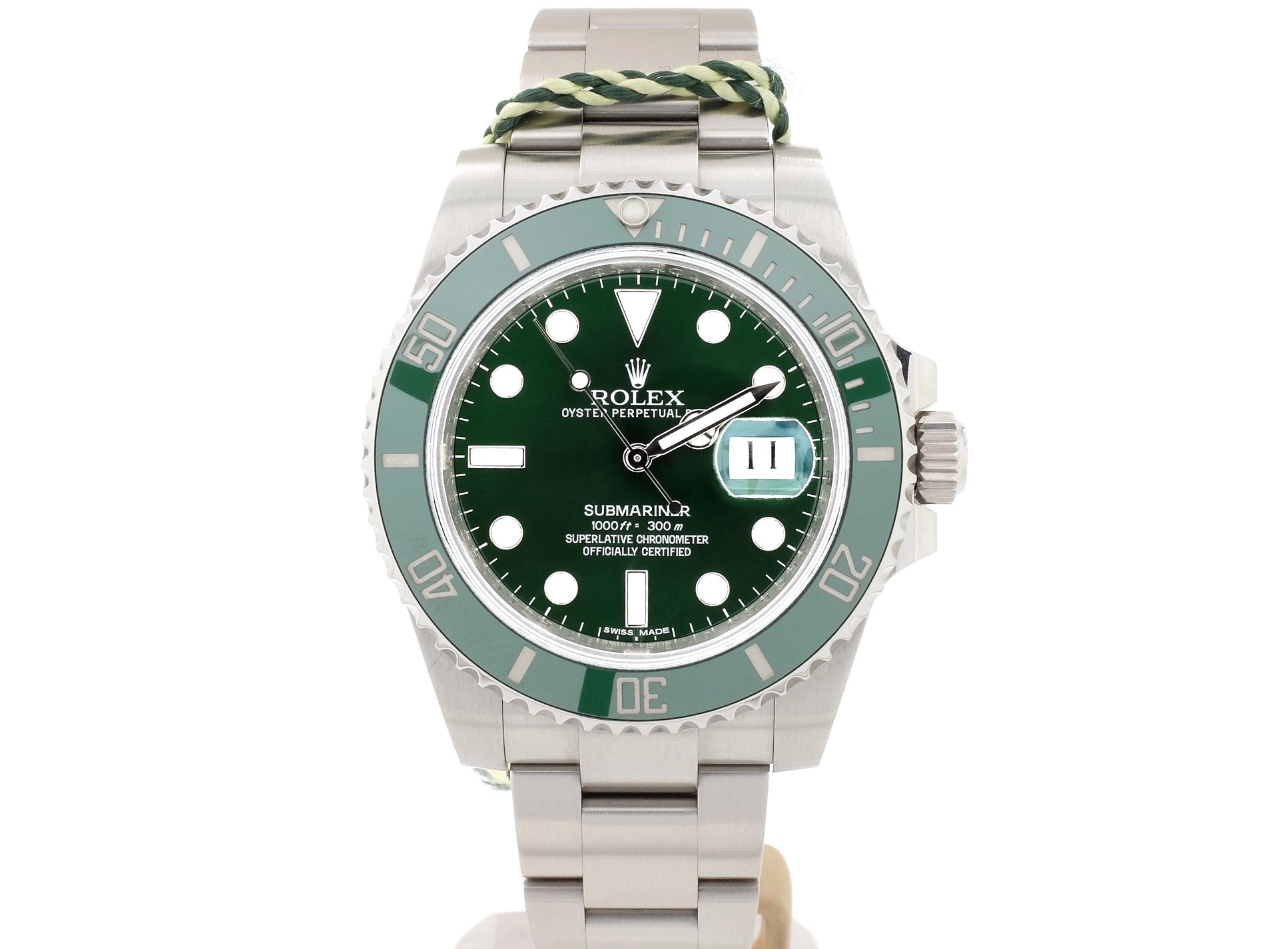 2016 Green Ceramic-Bezel Rolex SUBMARINER DATE Model 116610LV ('Hulk')
