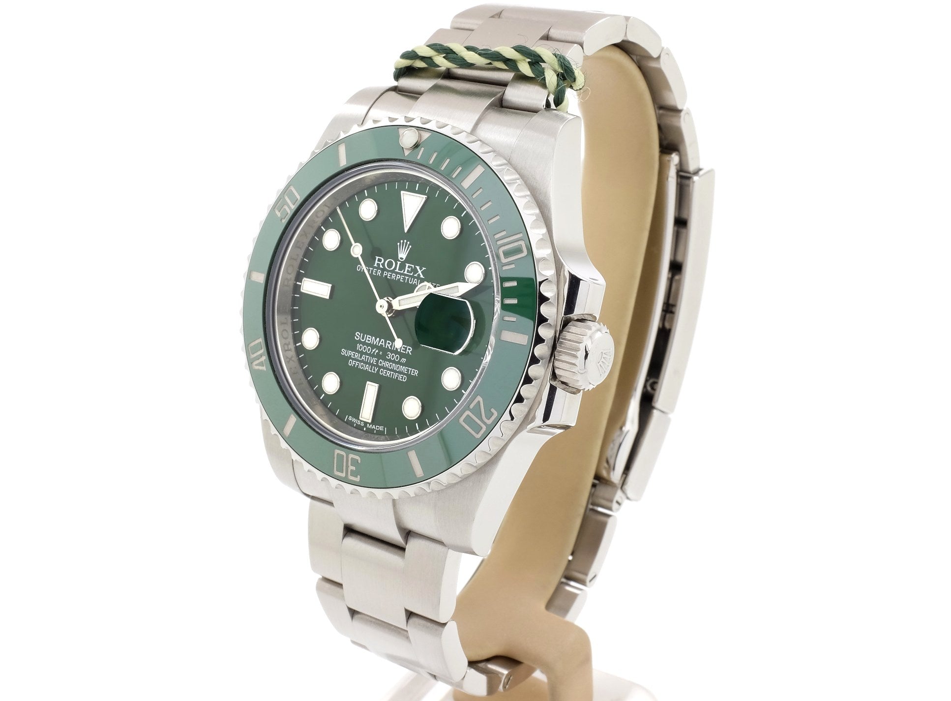 2015 Green Ceramic Bezel Rolex SUBMARINER DATE Model 116610LV Hulk Swiss Watch Shop Ltd